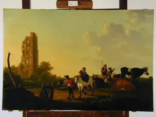 Landscape with Cattle and Figures, by Aelbert Cuyp, 1666