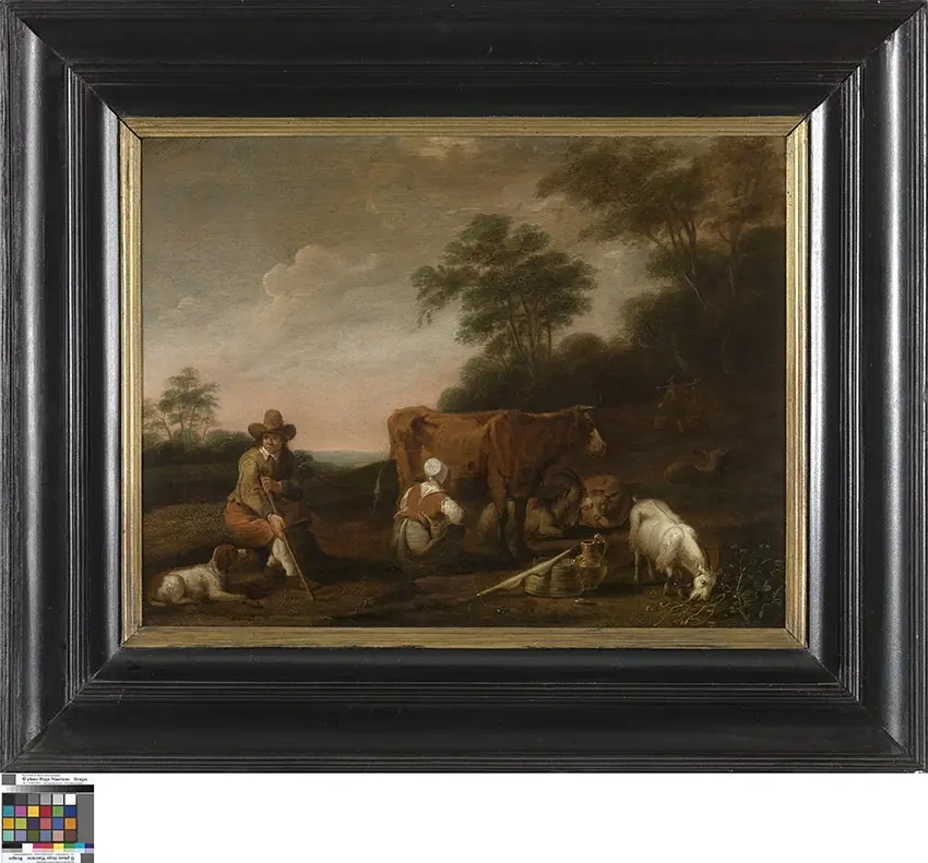 Landschap met herder en melkmeid