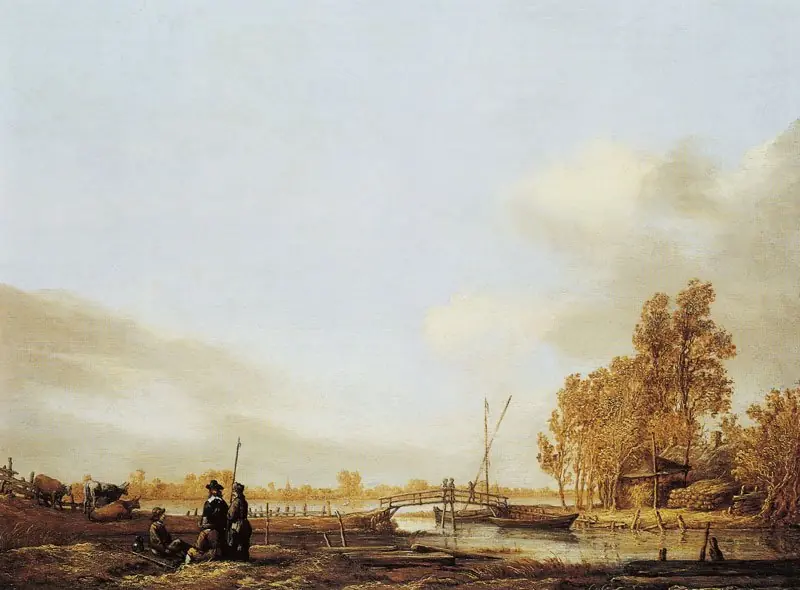 River Landscape with Bridge