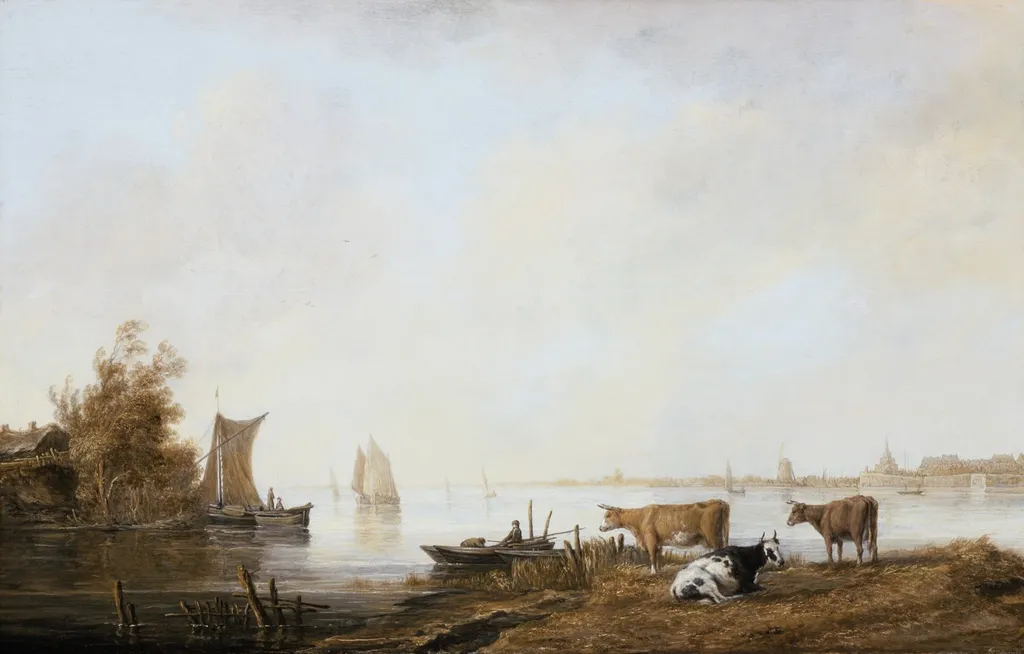 View of the Maas near Dordrecht, by Aelbert Cuyp, oil, 1644