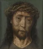 Christ as the Man of Sorrows; Reverse, Skull with date 1534, by Aelbrecht Bouts, oil, 1534