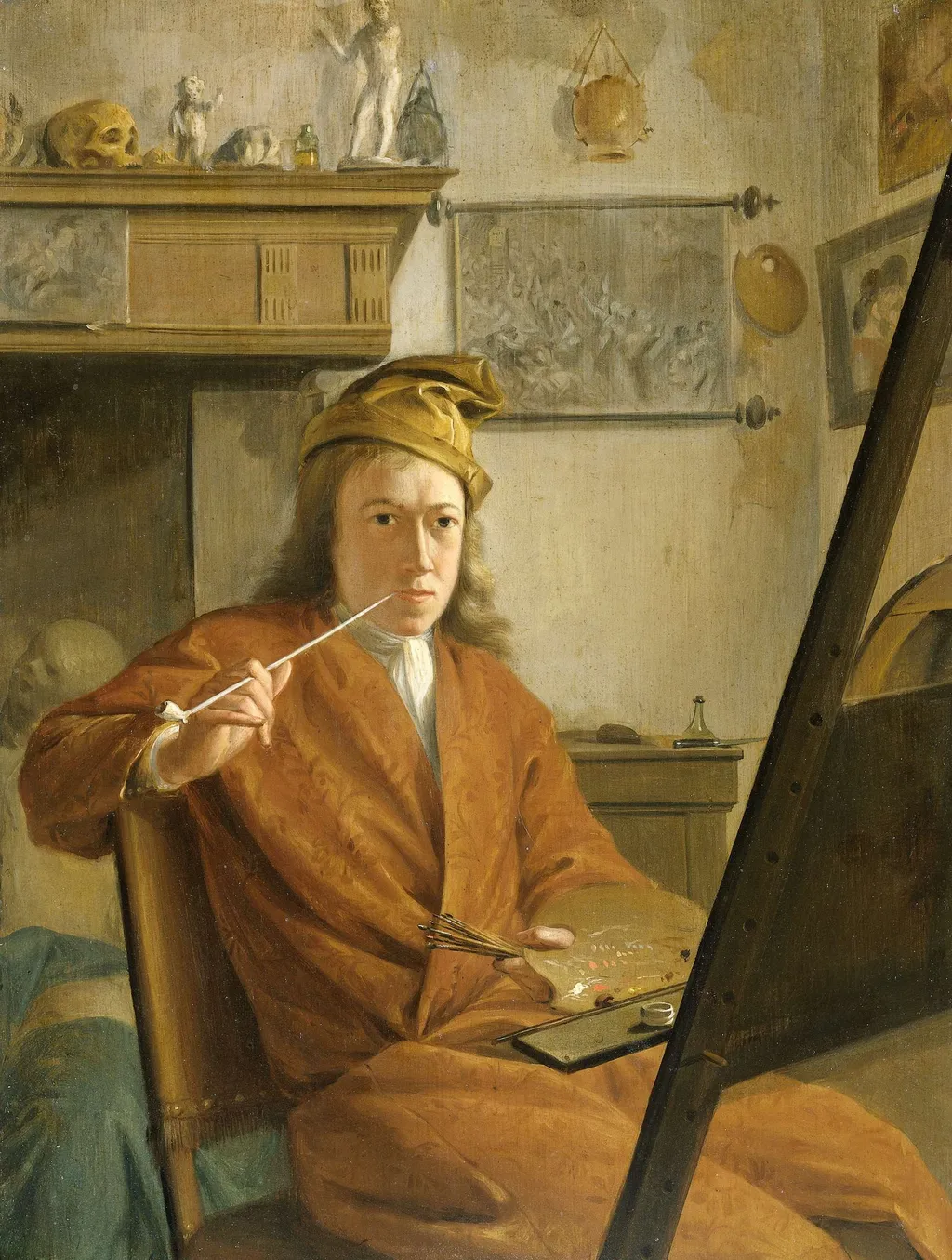 Portrait of a Painter, perhaps the Artist Himself, by Aert Schouman, oil, 1730