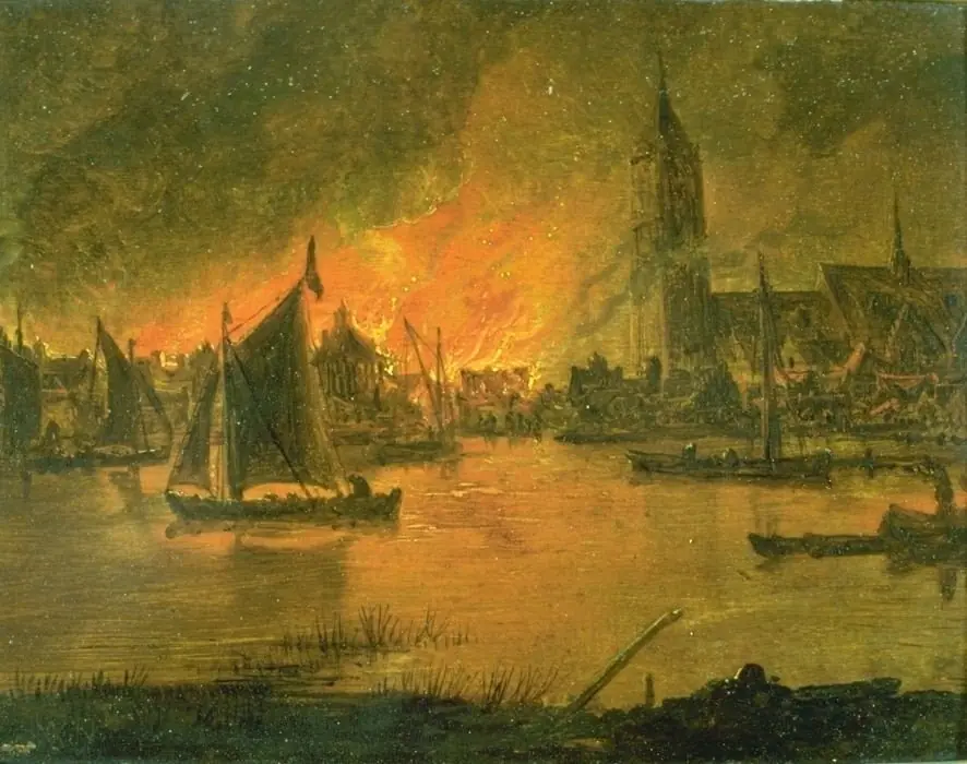 Fire in the Old City Hall of Amsterdam, by Aert van der Neer