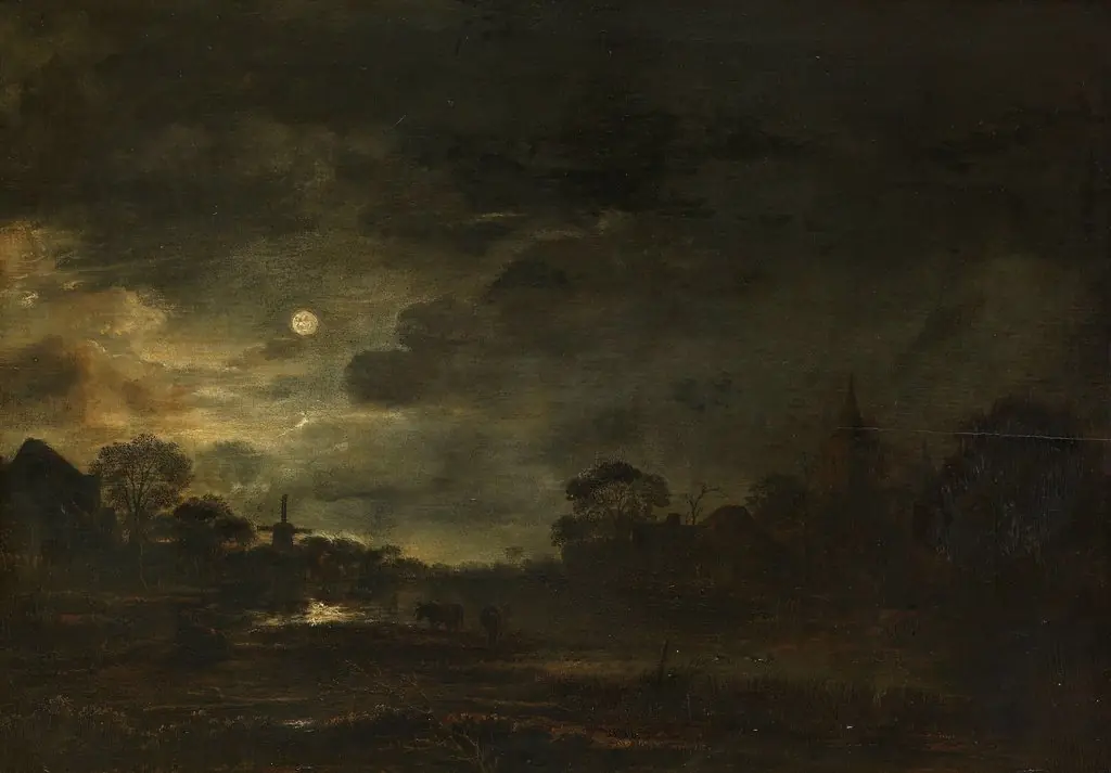 Landscape by moonlight, by Aert van der Neer