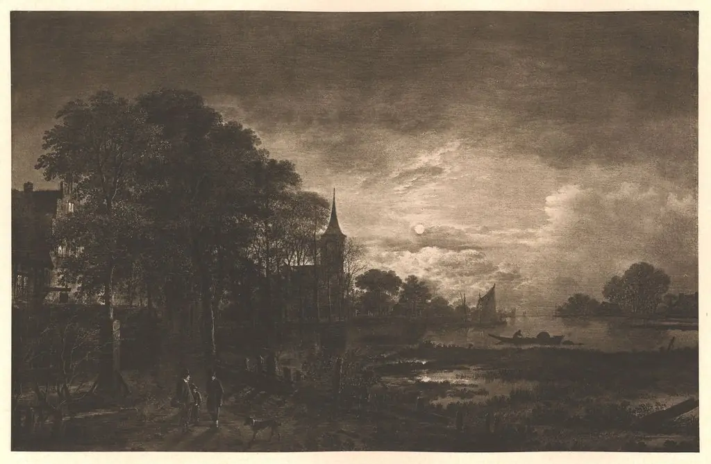 Moonlight on a River before a Town, by Aert van der Neer