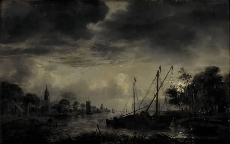 River Landscape in Moonlight, by Aert van der Neer