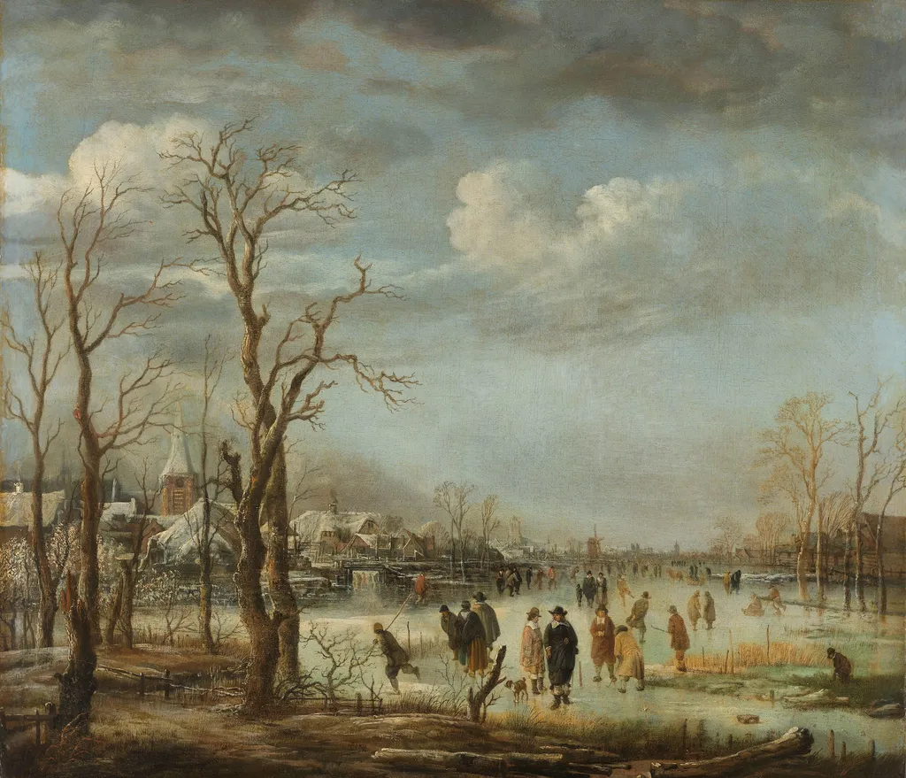 River view in the winter, by Aert van der Neer, oil, 1650