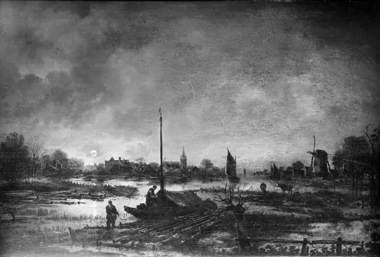 The Moon Rising over a Village, by Aert van der Neer