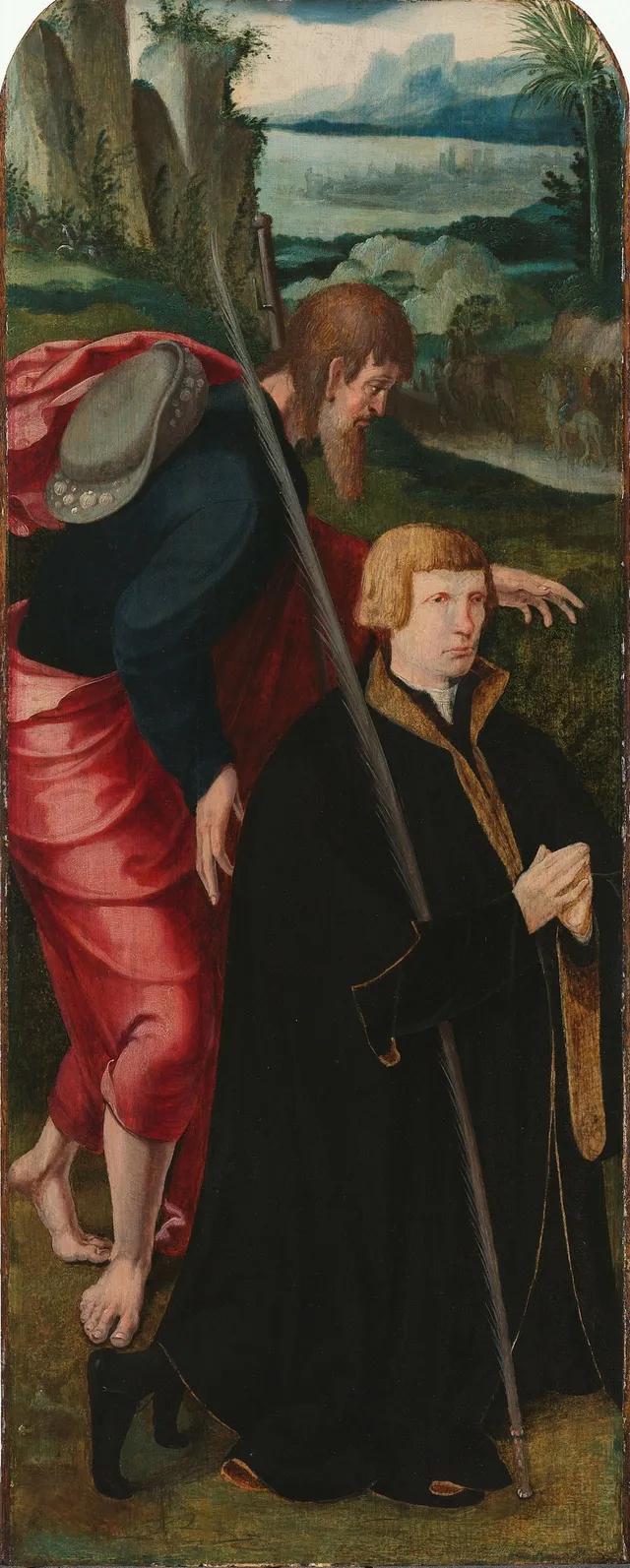 Wing of Lazarus triptych with donor and Saint James