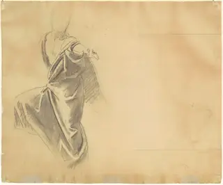 Study of Drapery [verso], by John Singer Sargent, charcoal, 1921