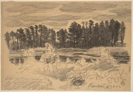 Riverhead, Long Island, by Oscar F. Bluemner, graphite, 1903
