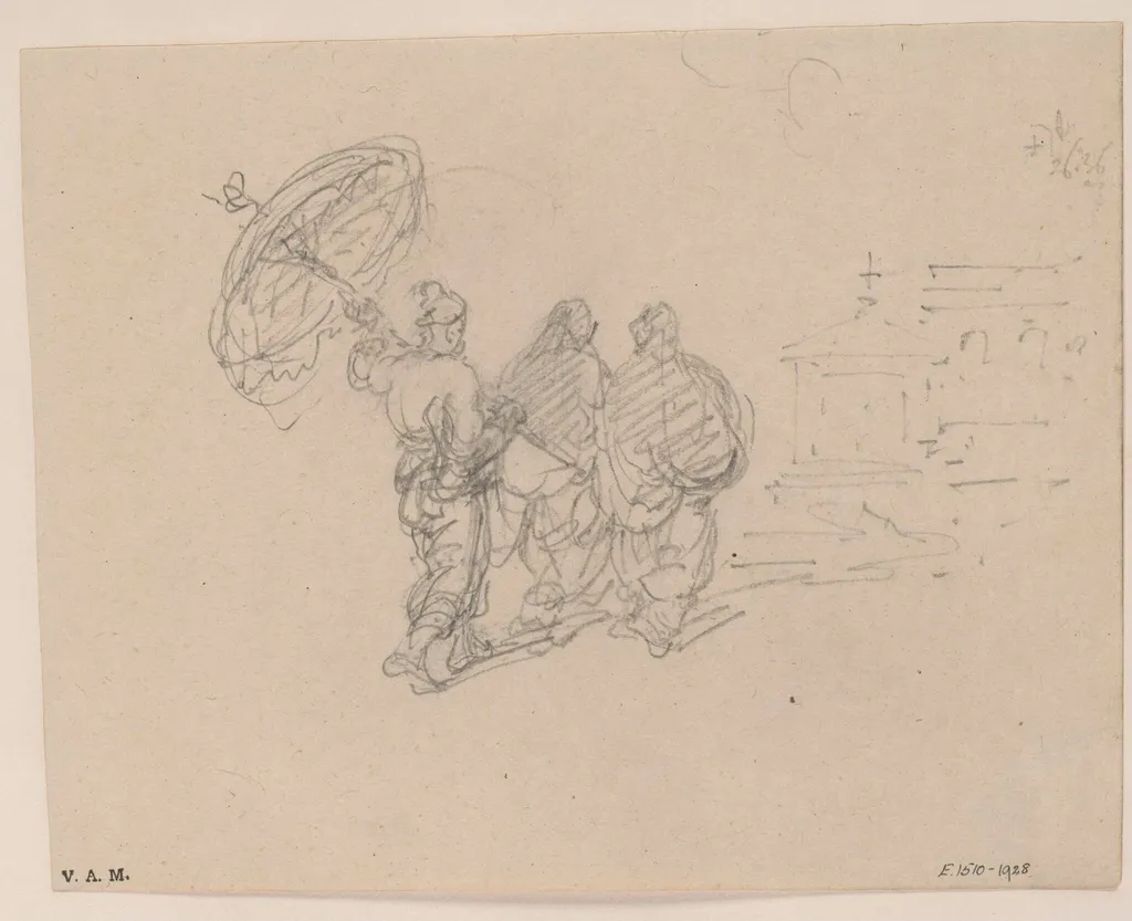 Macanese women approaching a church, by George Chinnery, 14