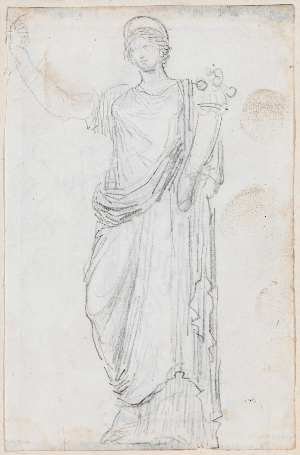 Statue of Abundance [recto], by Hubert Robert, chalk, 1760