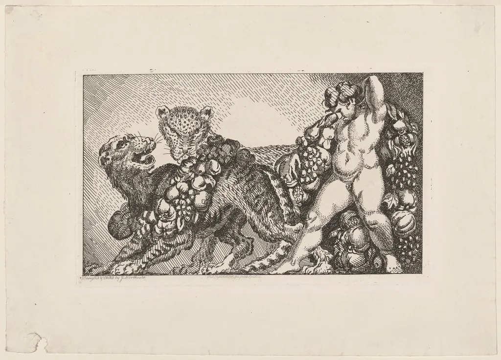 Bacchus Accompanied by a Leopard and a Tiger, by James Northcote, ink, 1798