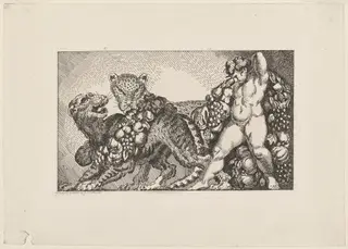 Bacchus Accompanied by a Leopard and a Tiger, by James Northcote, ink, 1798