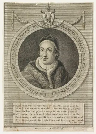 Joannes Angelus Braschi, by Reinier Vinkeles, 1799