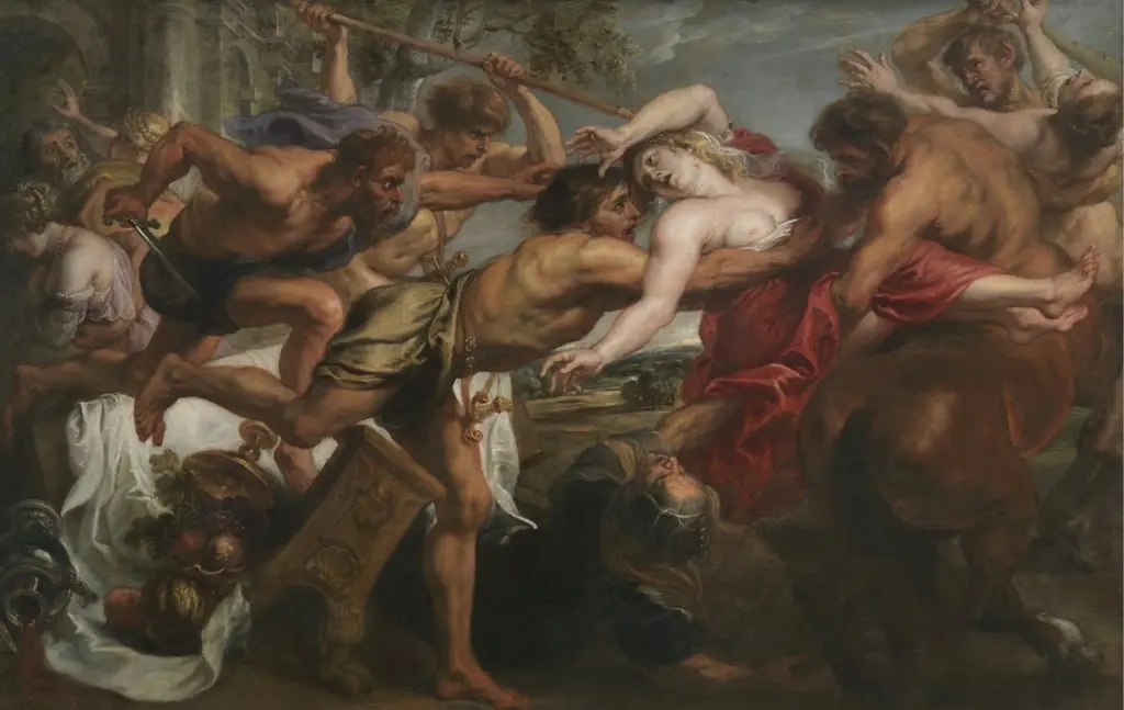 Rape of Hippodamia, by Peter Paul Rubens, oil, 1636