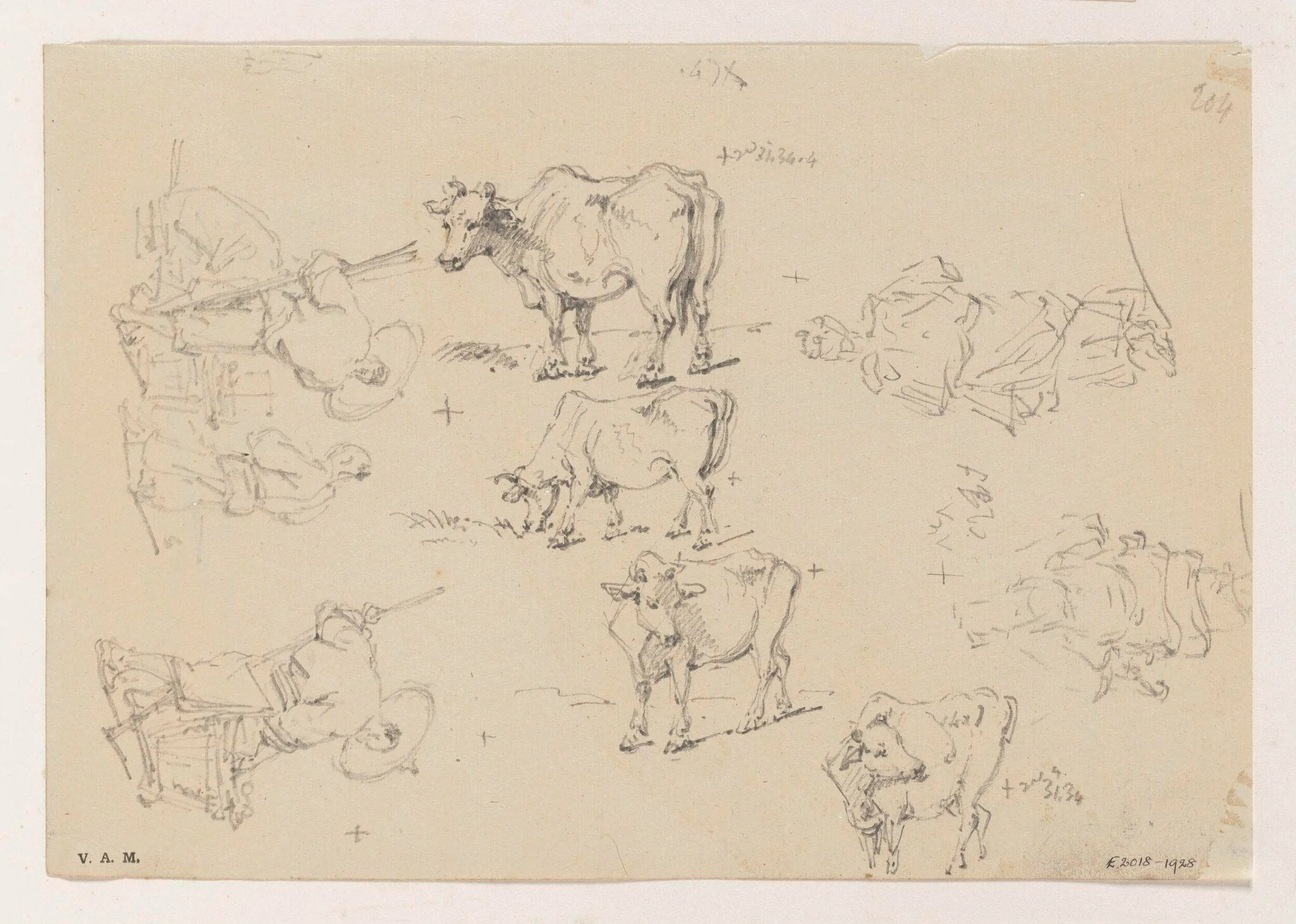 Figures and cattle, detail