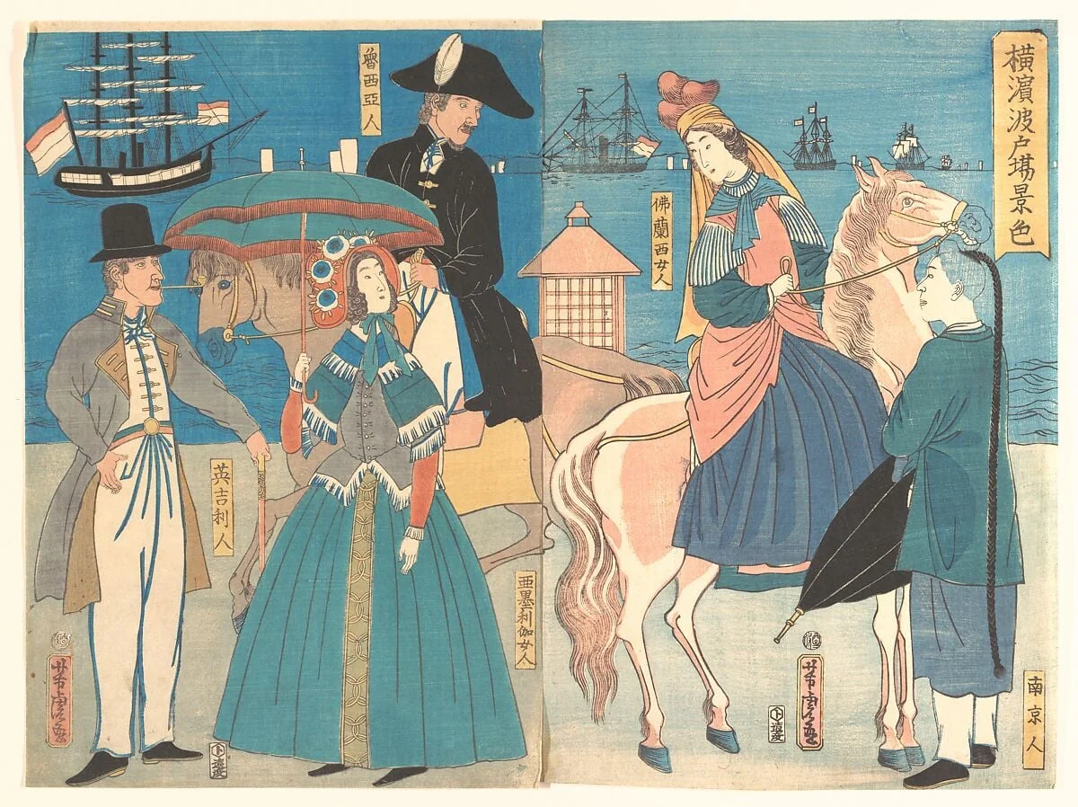 Yokohama hatoba keshiki|A View of the Wharves in Yokohama, detail