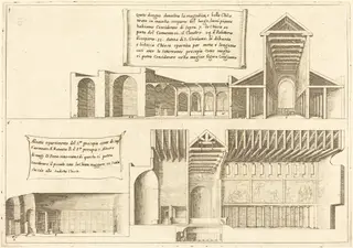 Elevation of Churches including the Holy Manger, by Jacques Callot, ink, 1619