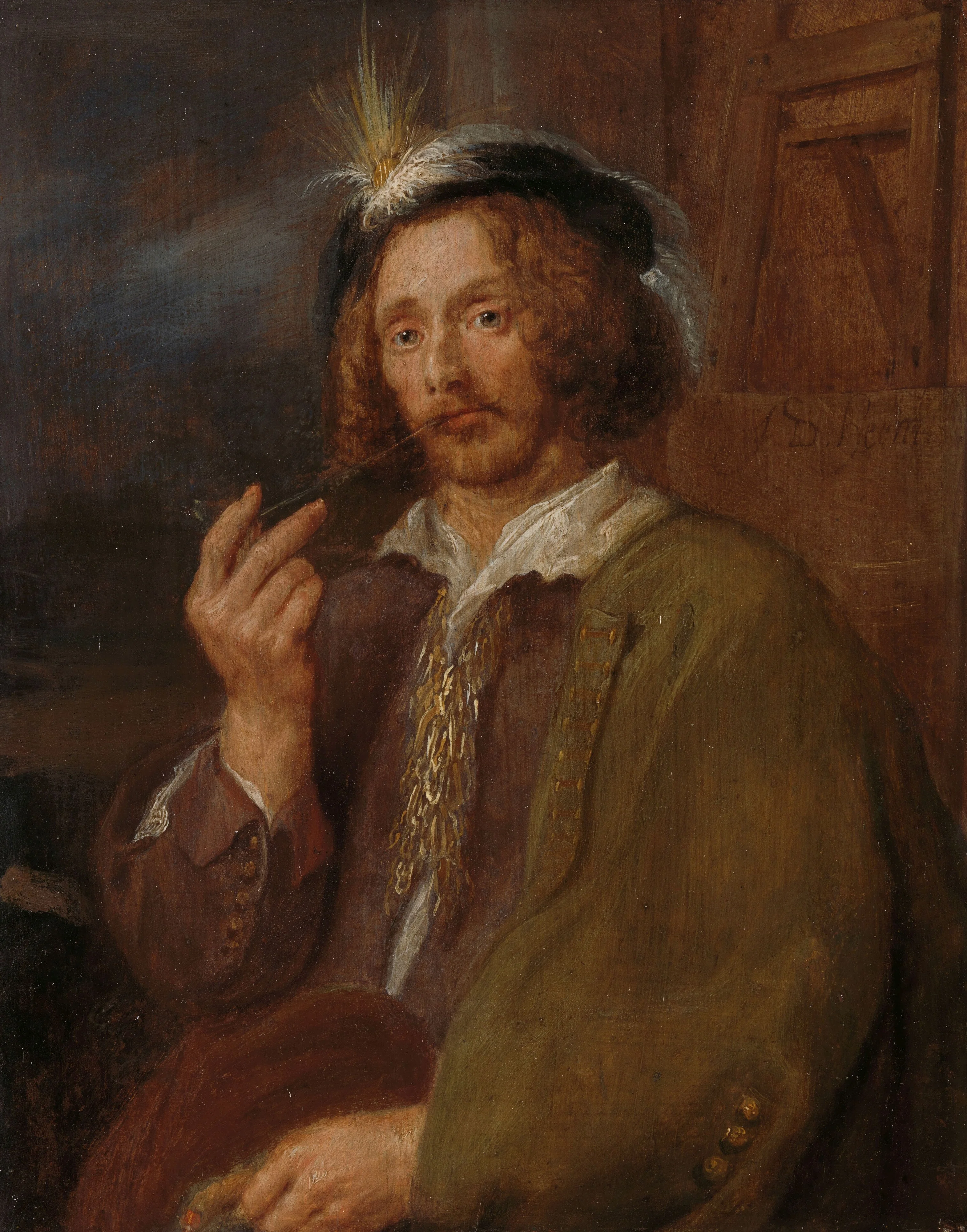 A Painter Smoking a Pipe, detail