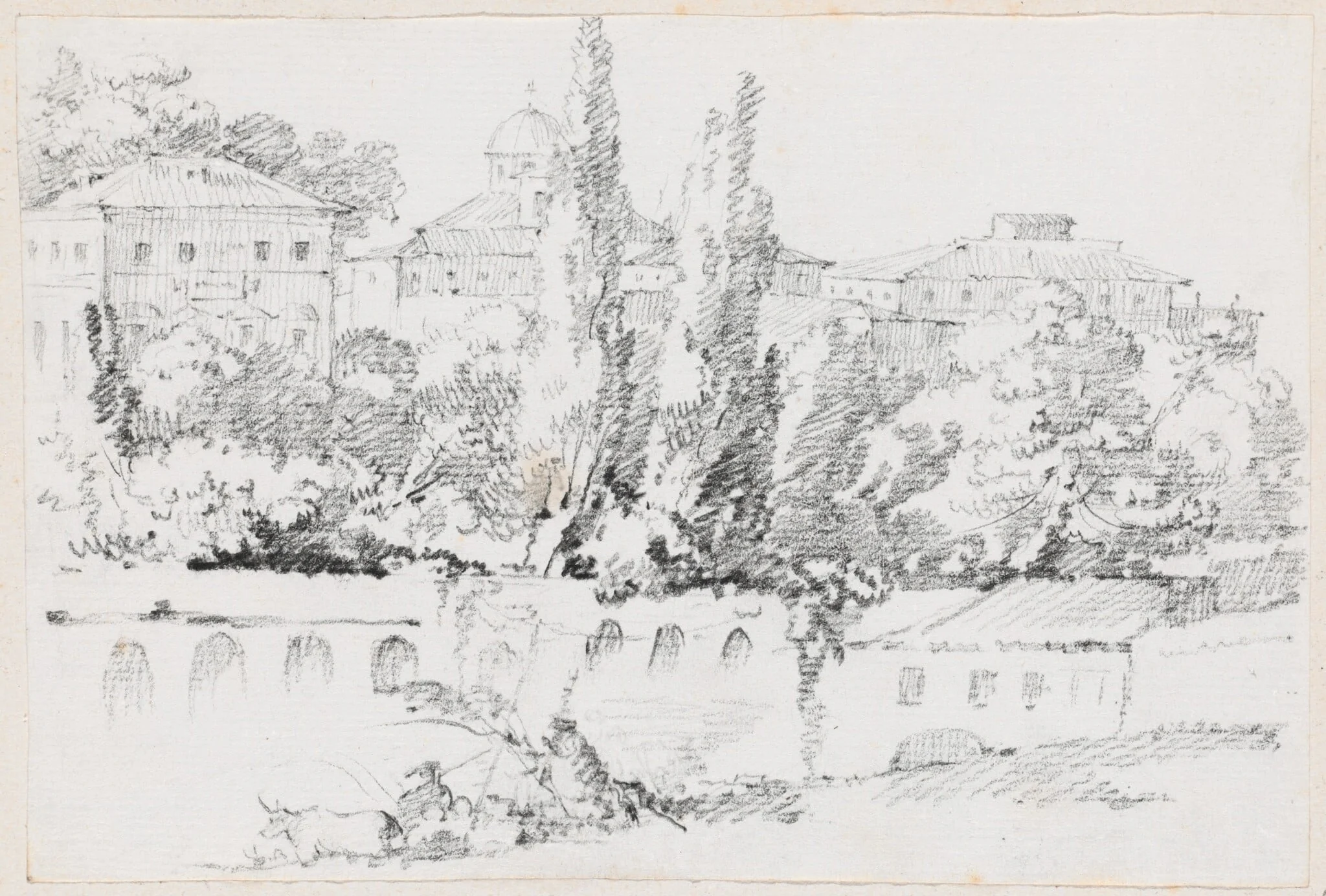 Walls of Rome with Santa Maria del Popolo in the Distance, detail