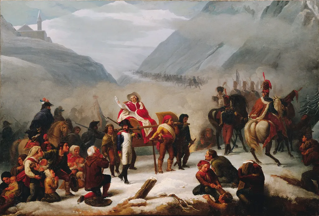 Pope Pius VII Crosses the Alps, by Giuseppe Sogni, oil, 1844