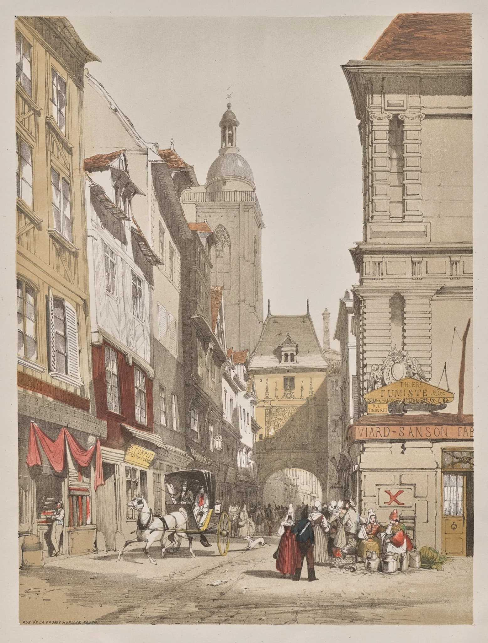 Picturesque Architecture in Paris, Ghent, Antwerp, Rouen: Rue de la Crosse Horlogue, Rouen, France, detail