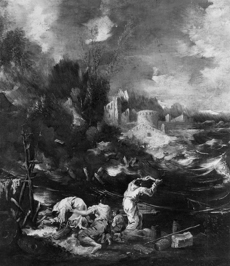 Shipwreck, by Alessandro Magnasco, oil, 1717