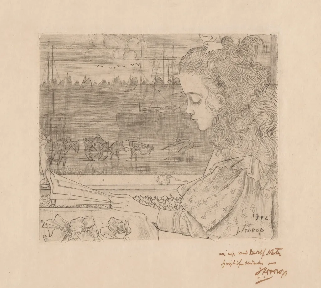 Charley voor Het Raam [Charley in Front of the Window], by Jan Toorop, ink, 1902
