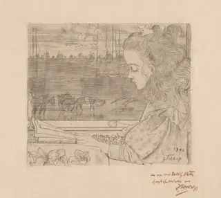 Charley voor Het Raam [Charley in Front of the Window], by Jan Toorop, ink, 1902