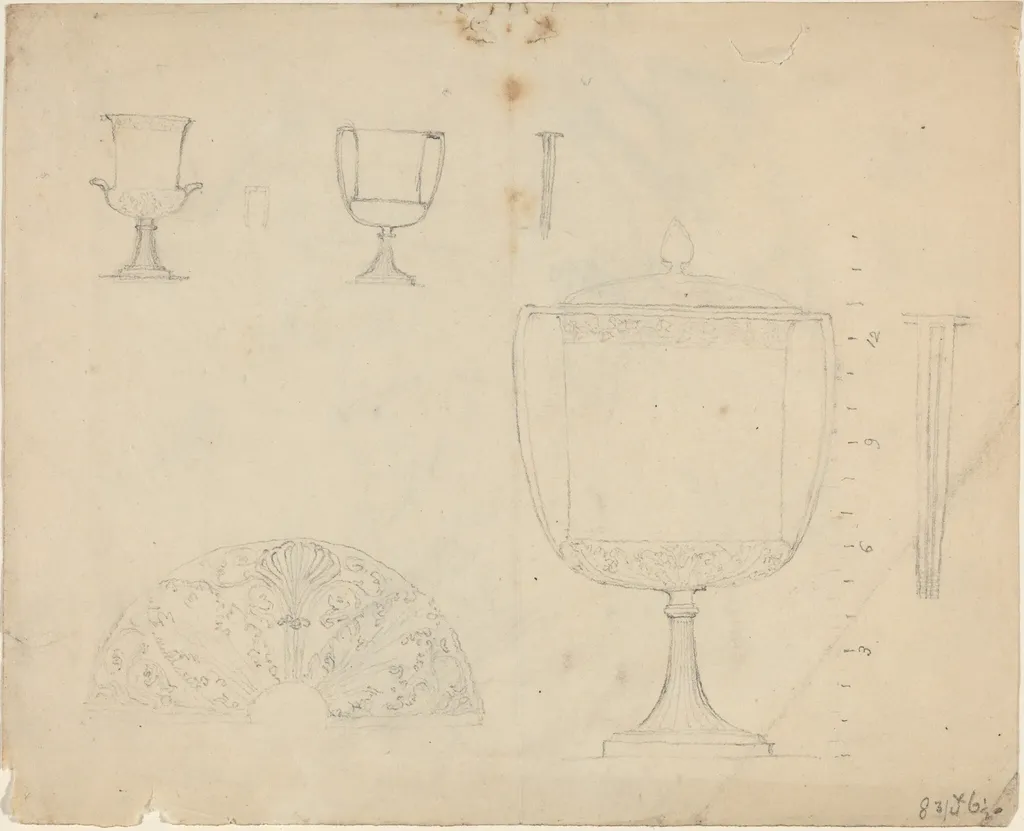Sheet of Studies [recto and verso], by John Flaxman, graphite, 1819
