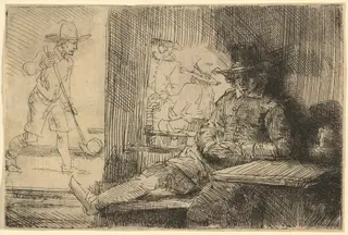 The Golf Player, by Rembrandt van Rijn, ink, 1654