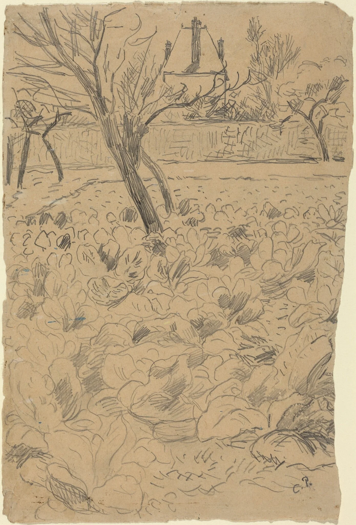 a) The Cabbage Field (Le Champ de choux); b) The Cabbage Field (Le Champ de choux), detail
