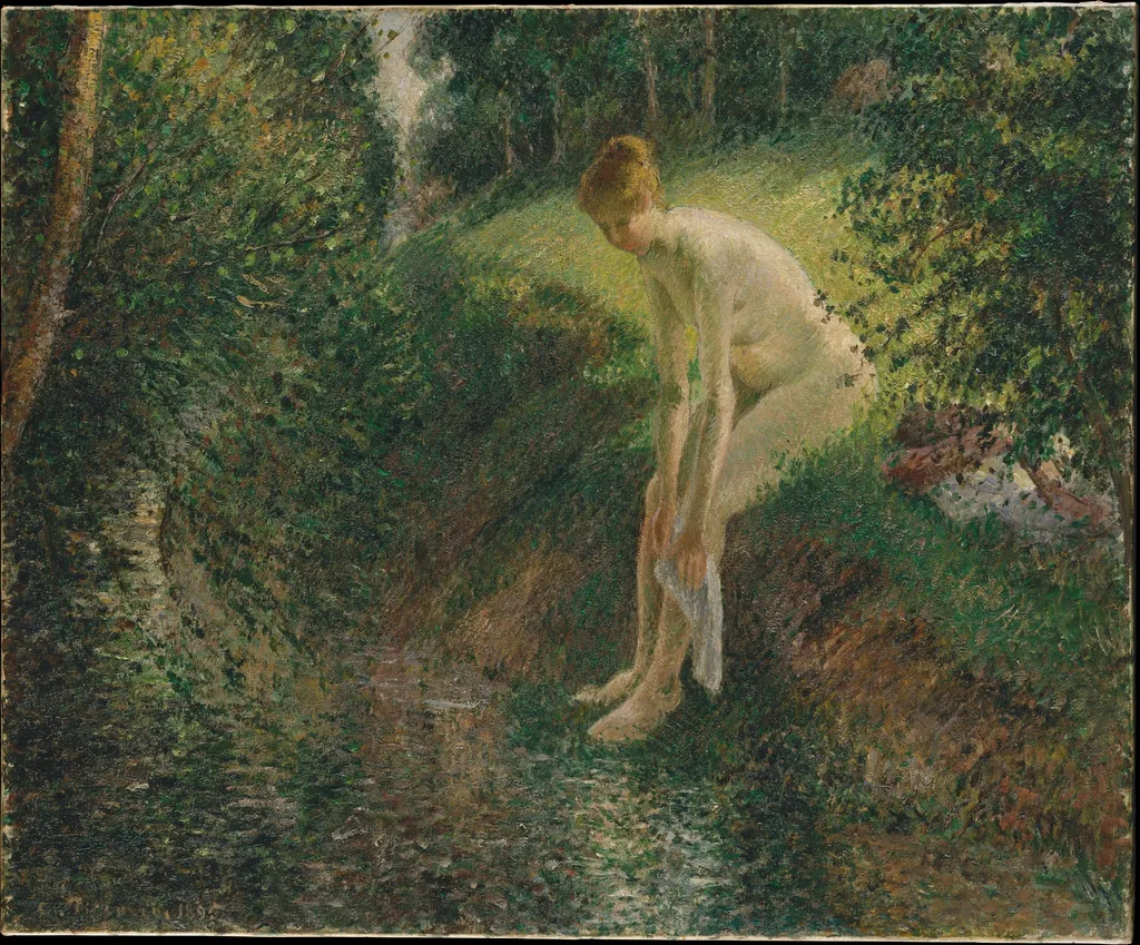Bather in the Woods, by Camille Pissarro, oil, 1898