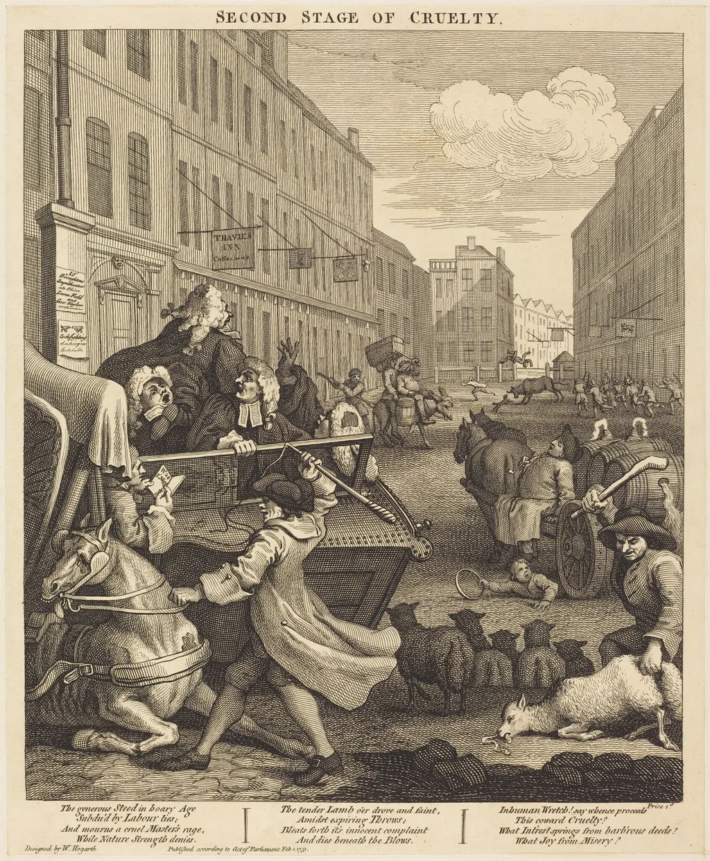 The Second Stage of Cruelty, by William Hogarth, ink, 1751