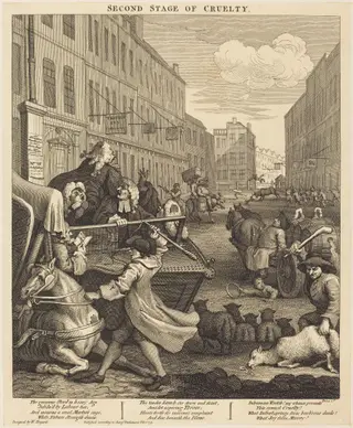 The Second Stage of Cruelty, by William Hogarth, ink, 1751