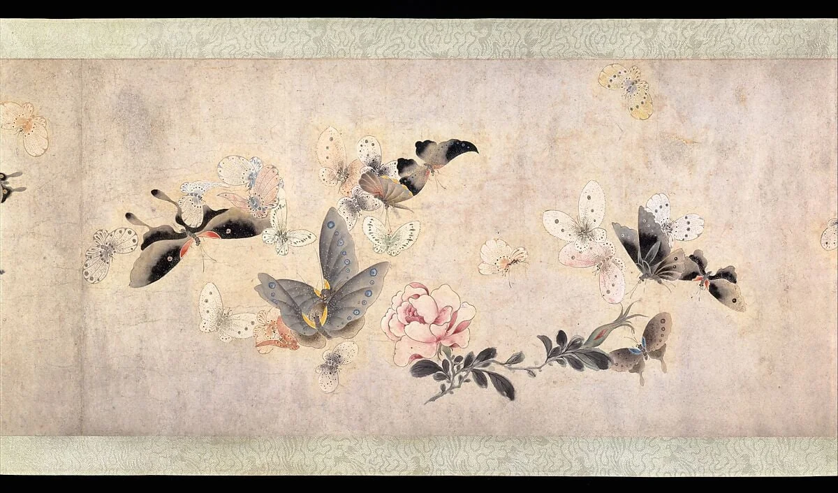 清 佚名 傳馬荃 花蝶圖 卷|Flowers and Butterflies, detail