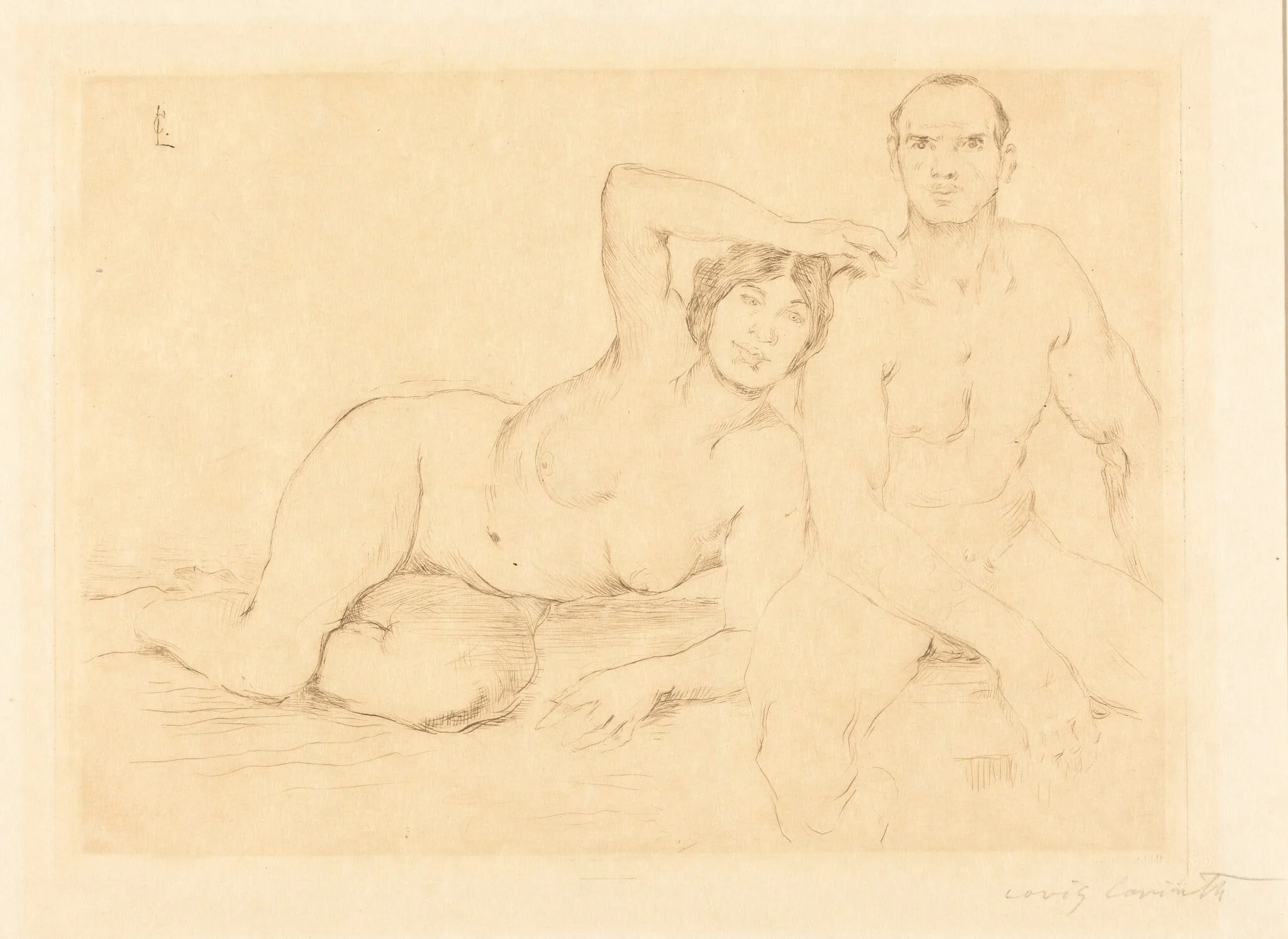 Zwei Menschen (Two Nudes), detail