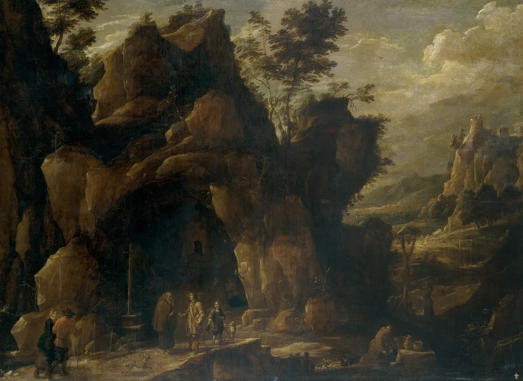 Paisaje con ermitaños, by David Teniers the Younger, oil, 1601