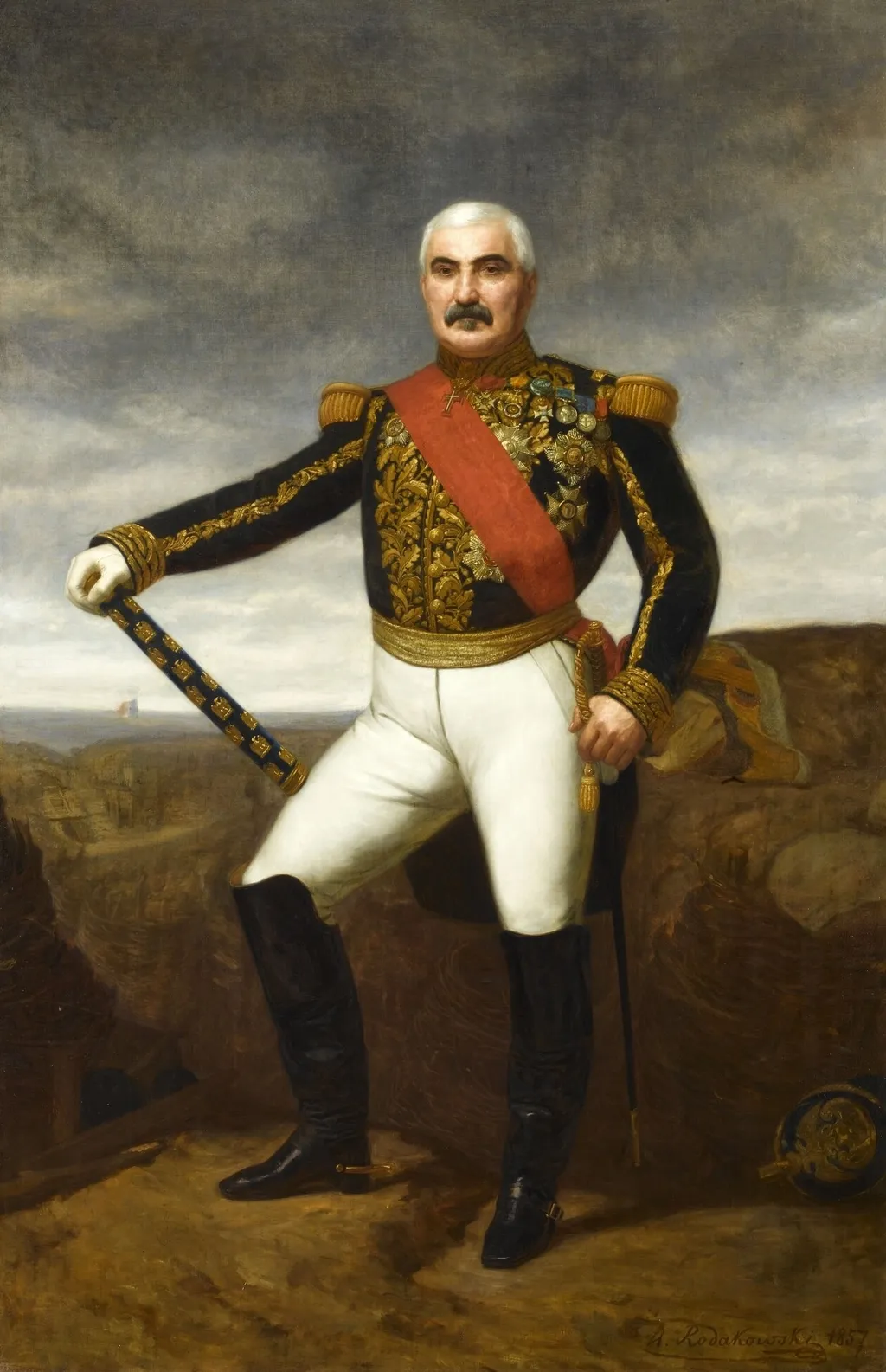 Aimable-Jean-Jacques Pélissier, Duke of Malakoff, Marshal of France, by Henryk Rodakowski, oil, 1857