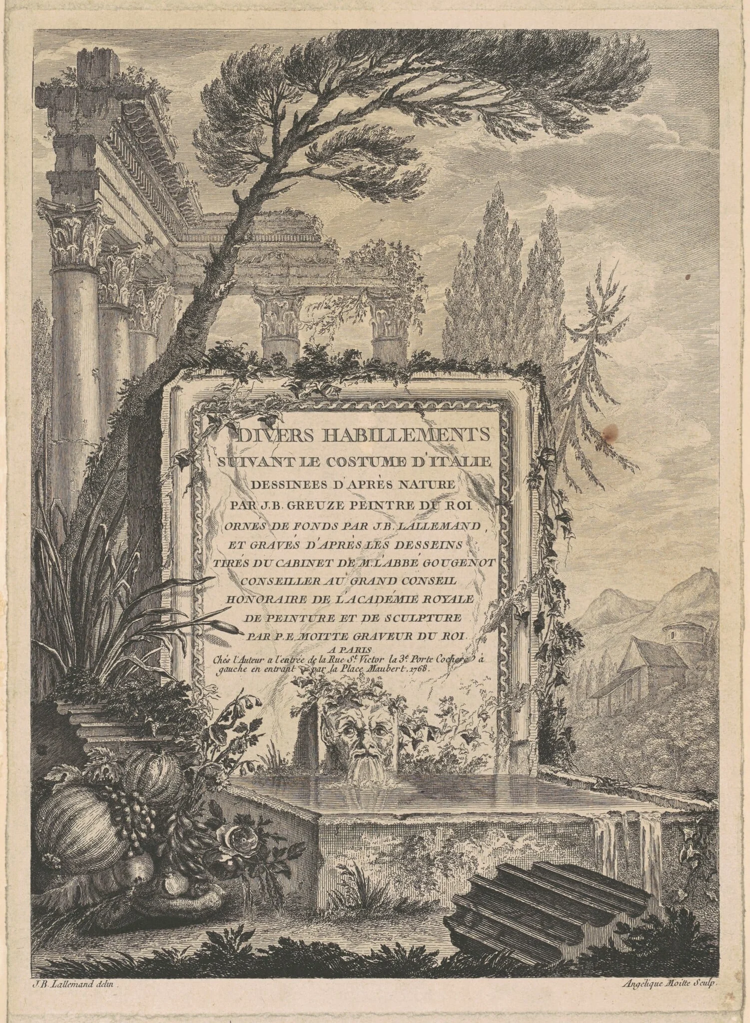 Architectural Fantasy of Roman Ruins with an Inscription Plaque, detail