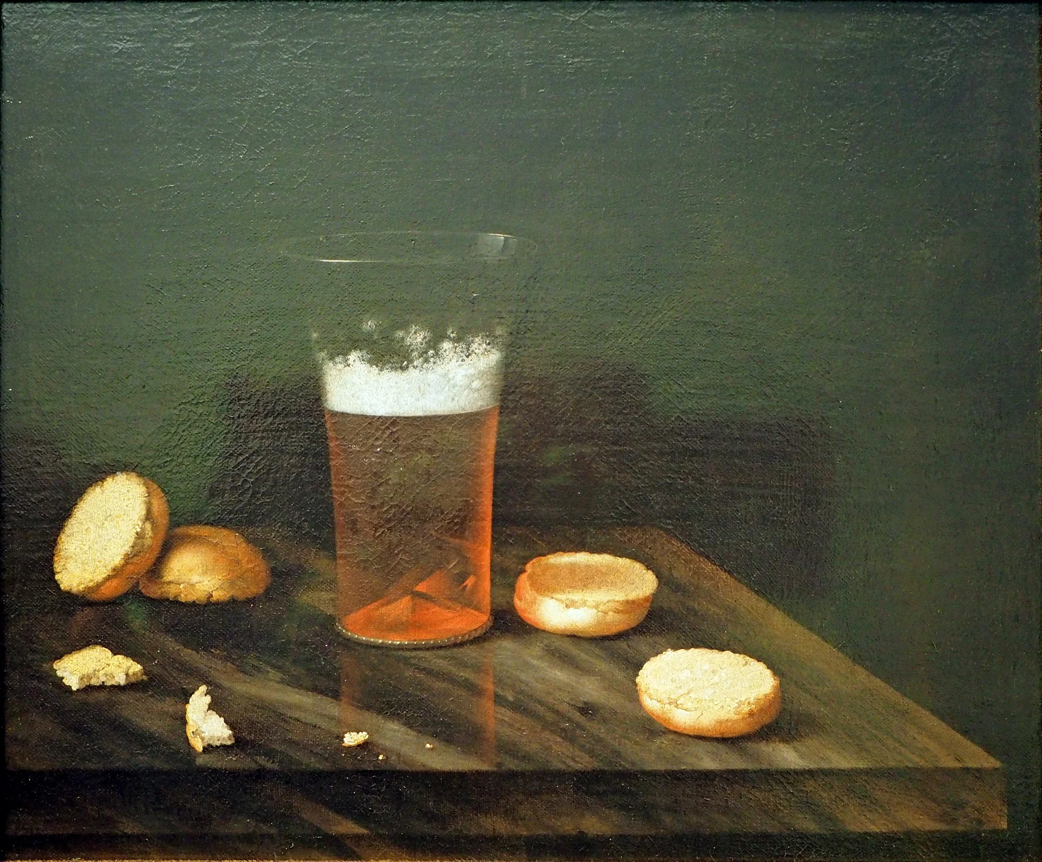Still Life with Beer Glass and Bread Rolls, detail