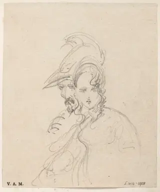 A Western woman and a bearded man in a helmet, by George Chinnery, 19