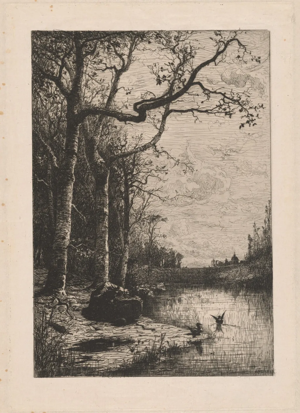 The Marshes of Burbanche (Marais de la Burbanche), by Adolphe Appian, ink, 1869