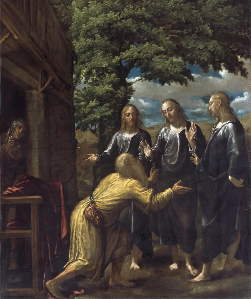 Abraham and the Three Angels, by Juan Fernández Navarrete, oil