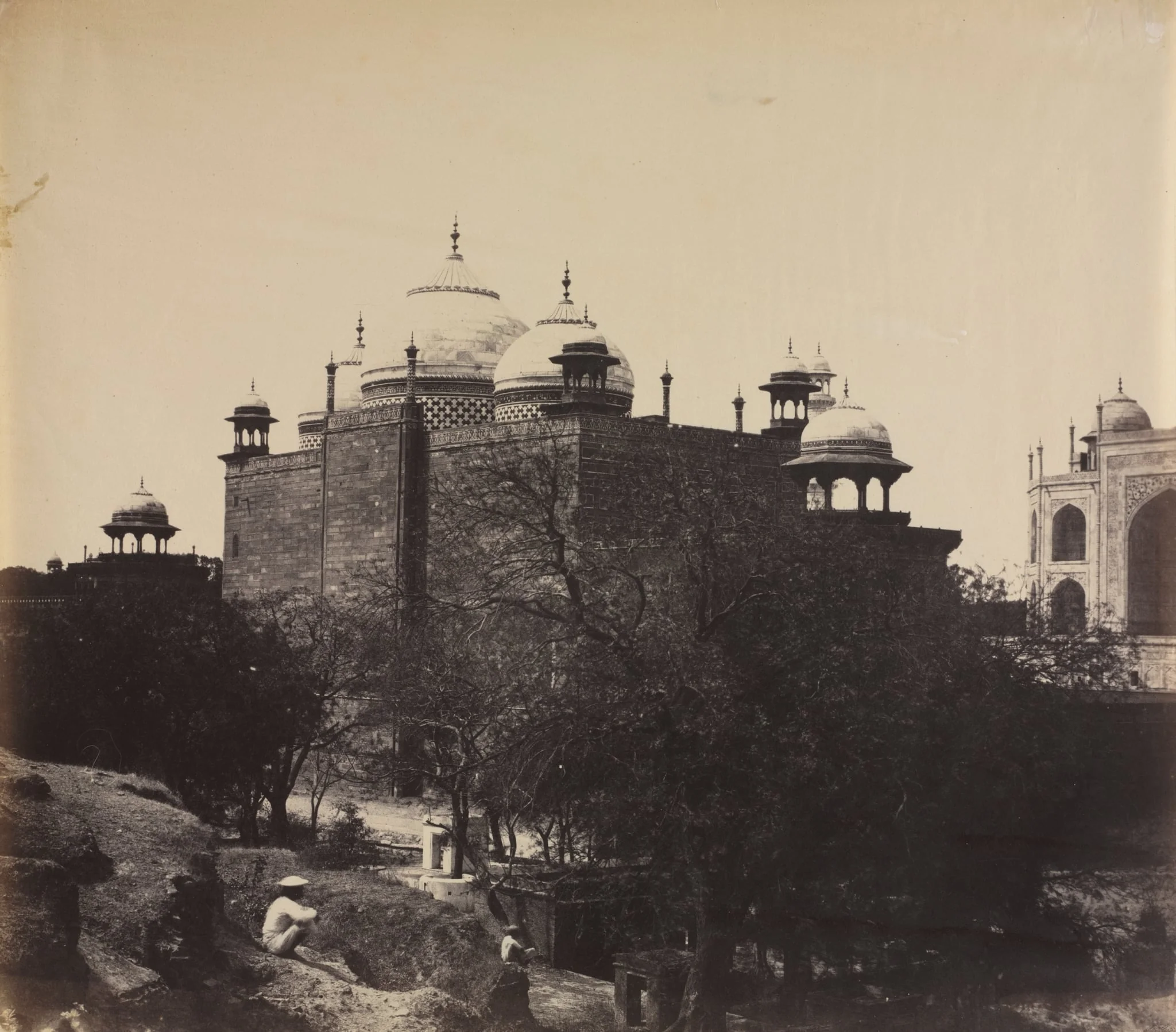 Taj Mahal, Back View of the Rest-House, with Figure, detail