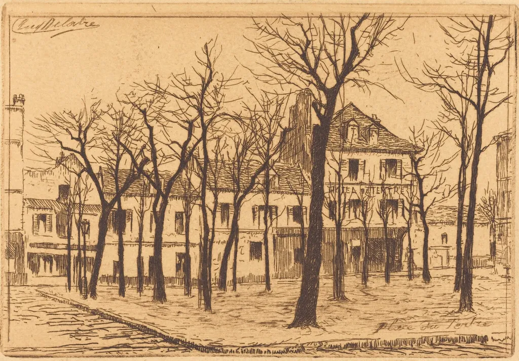 Place du Tertre, by Auguste Delâtre, ink, 1864