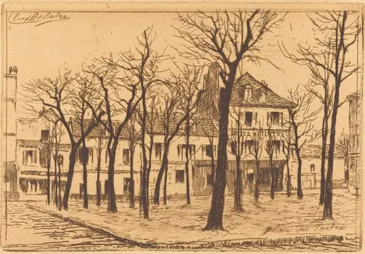 Place du Tertre, by Auguste Delâtre, ink, 1864