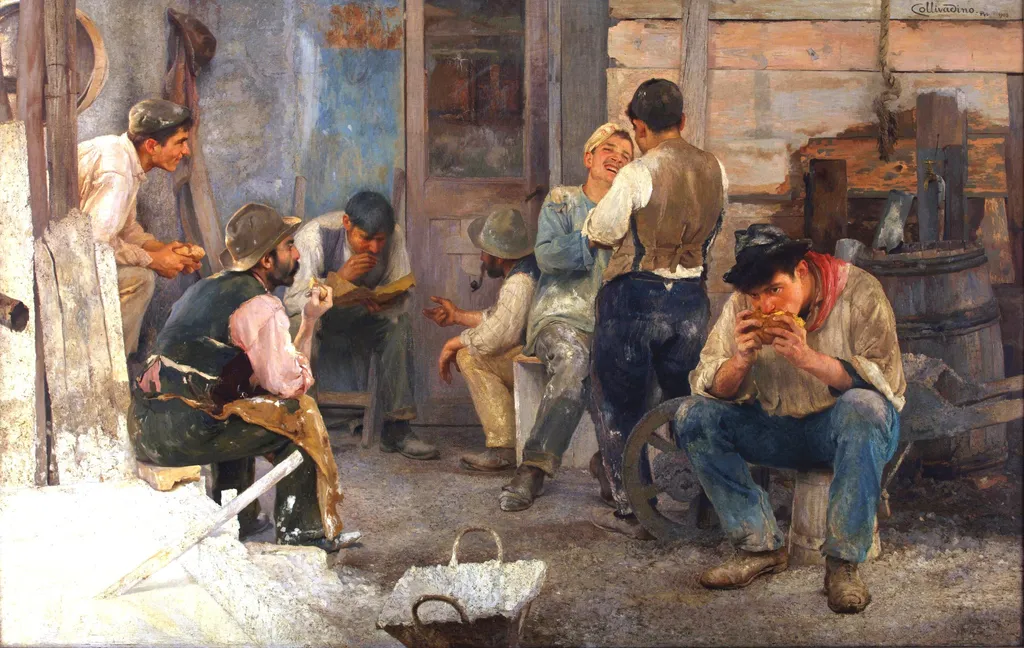 La hora del almuerzo, by Pío Collivadino, oil, 1903